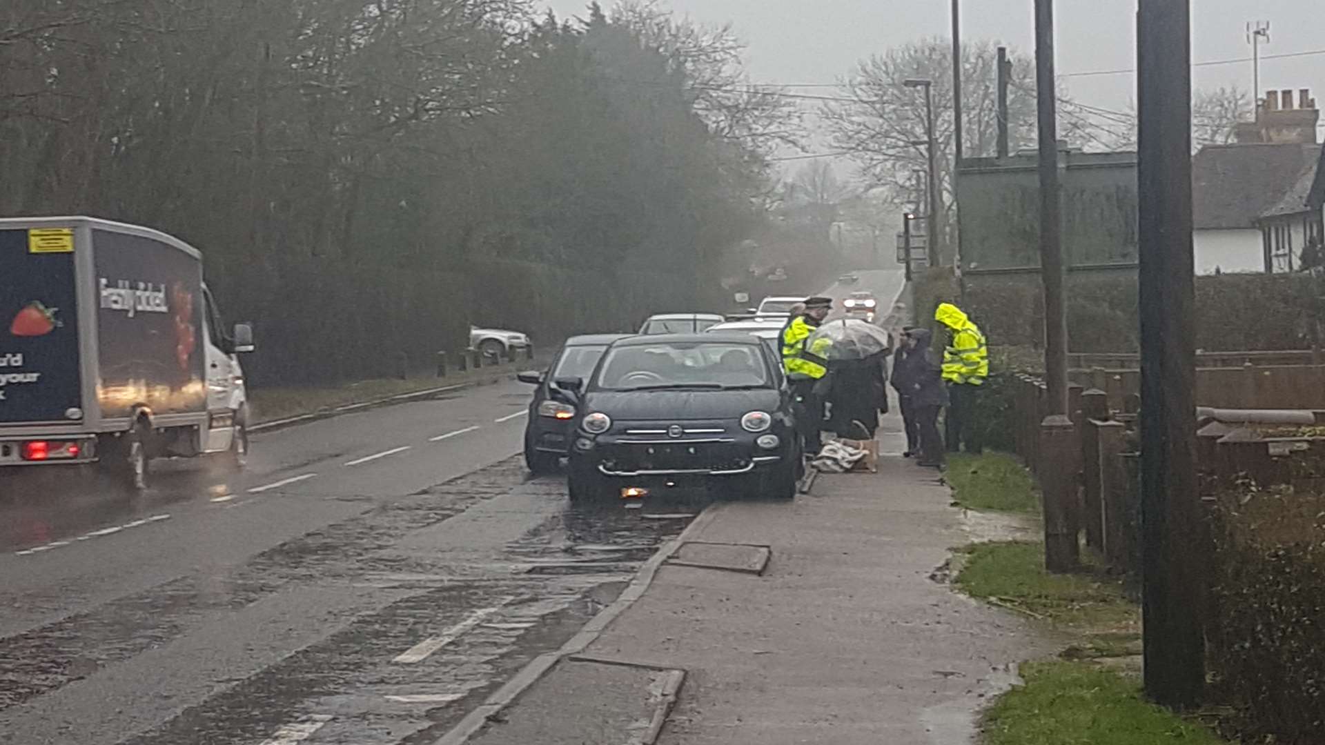 The crash, involving three cars, took place on the A229