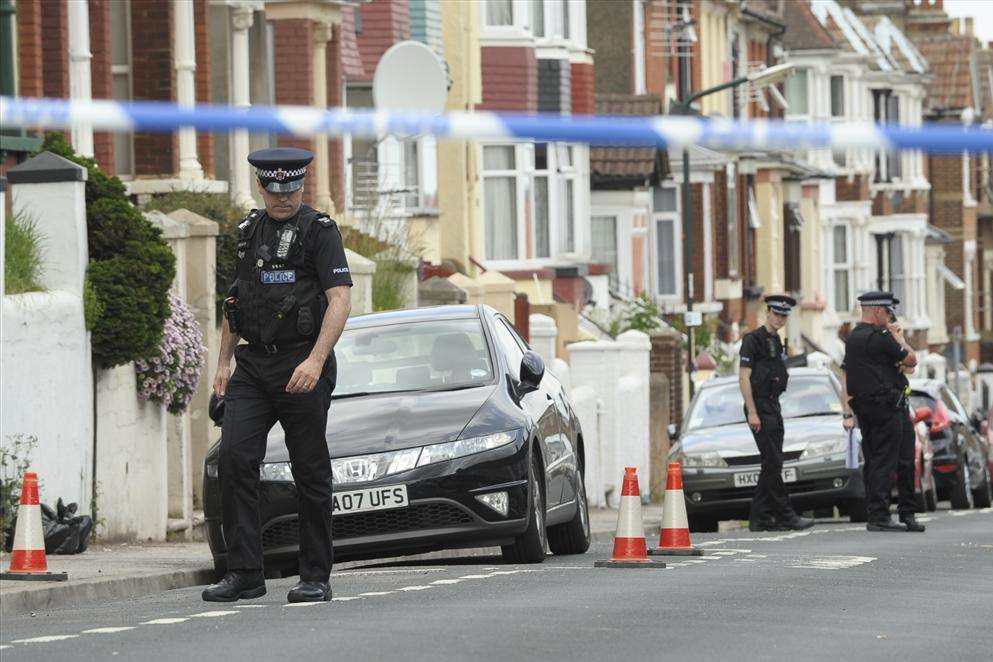 A police cordon in Rochester Road, Chatham