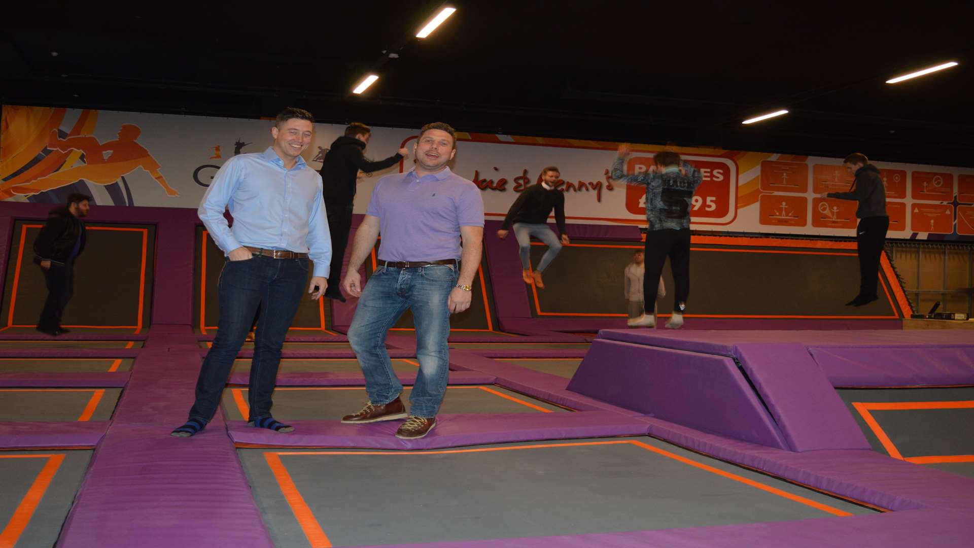 Harvey Jenkinson and Michael Harrison, directors of Gravity Trampoline Parks, at the Maidstone venue