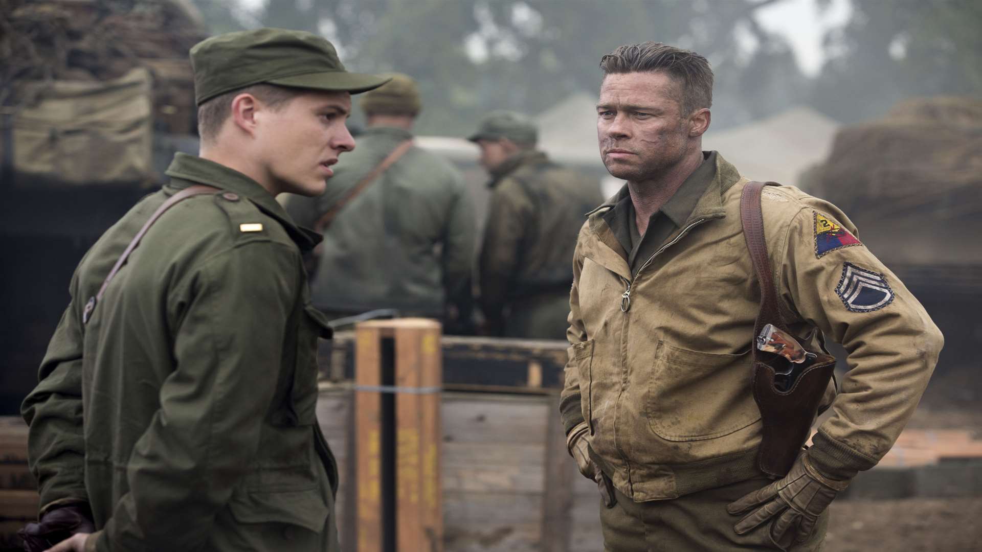 Fury, with Wardaddy (Brad Pitt) and Lieutenant Parker (Xavier Samuel). Picture: PA Photo/Sony Releasing