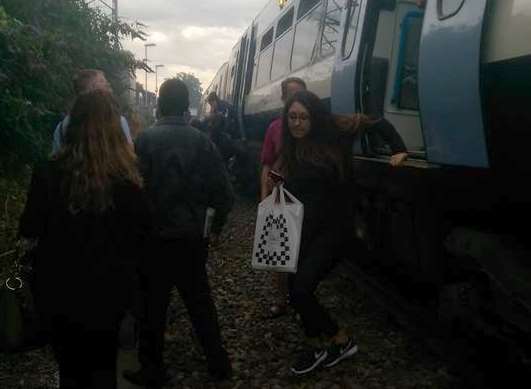 Passengers have had to leave the train despite it not being at a platform