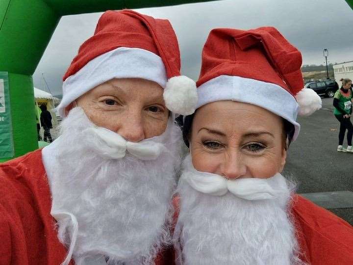MP Tracey Crouch and Kelly Tolhurst took part in a Santa Fun Run. Picture: Kelly Tolhurst Facebook