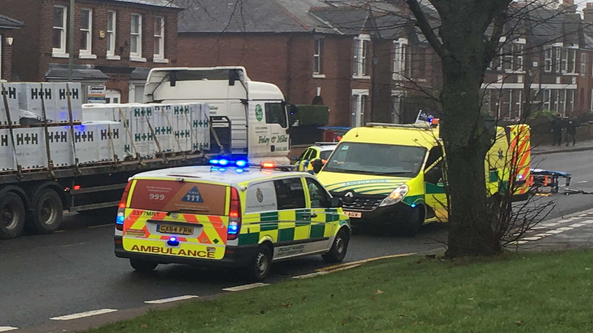 Emergency crews at the scene in Sturry Road