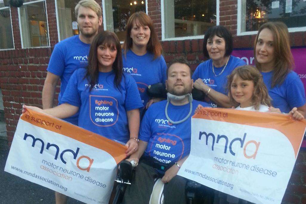 Jody Duff with friends and family at the funday for MNDA at the Victoria Cross pub, Lordswood