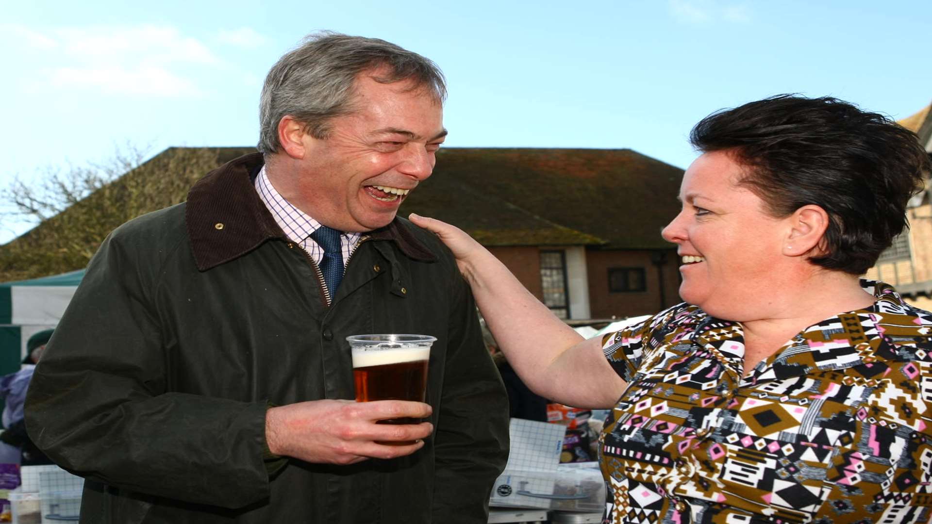 Nigel Farage with Aileen O'Leary from the Market Inn in Sandwich