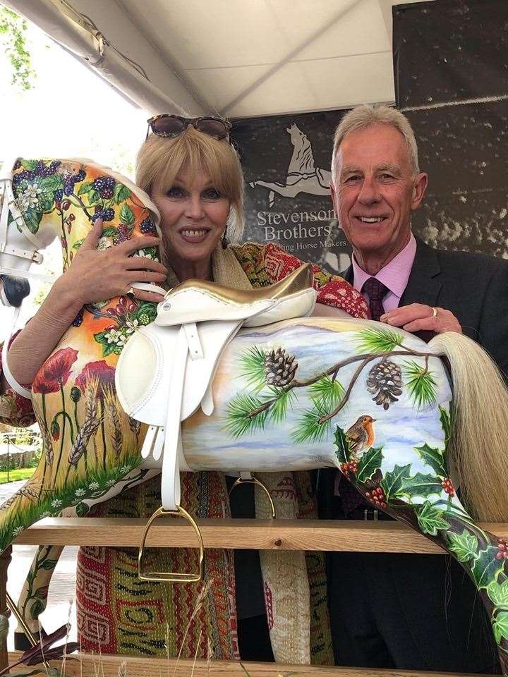 Joanna Lumley with Keith Kimber of Stevenson Brothers at the Chelsea Flower Show