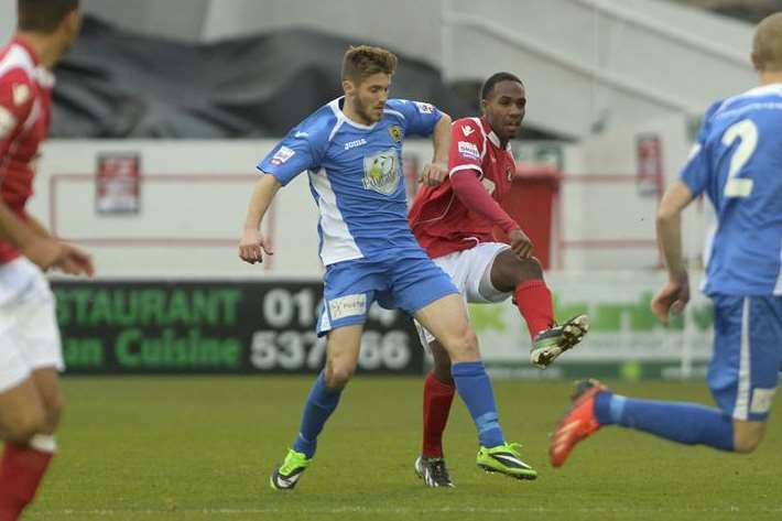 Action from Ebbsfleet's win over Gloucester in the last round