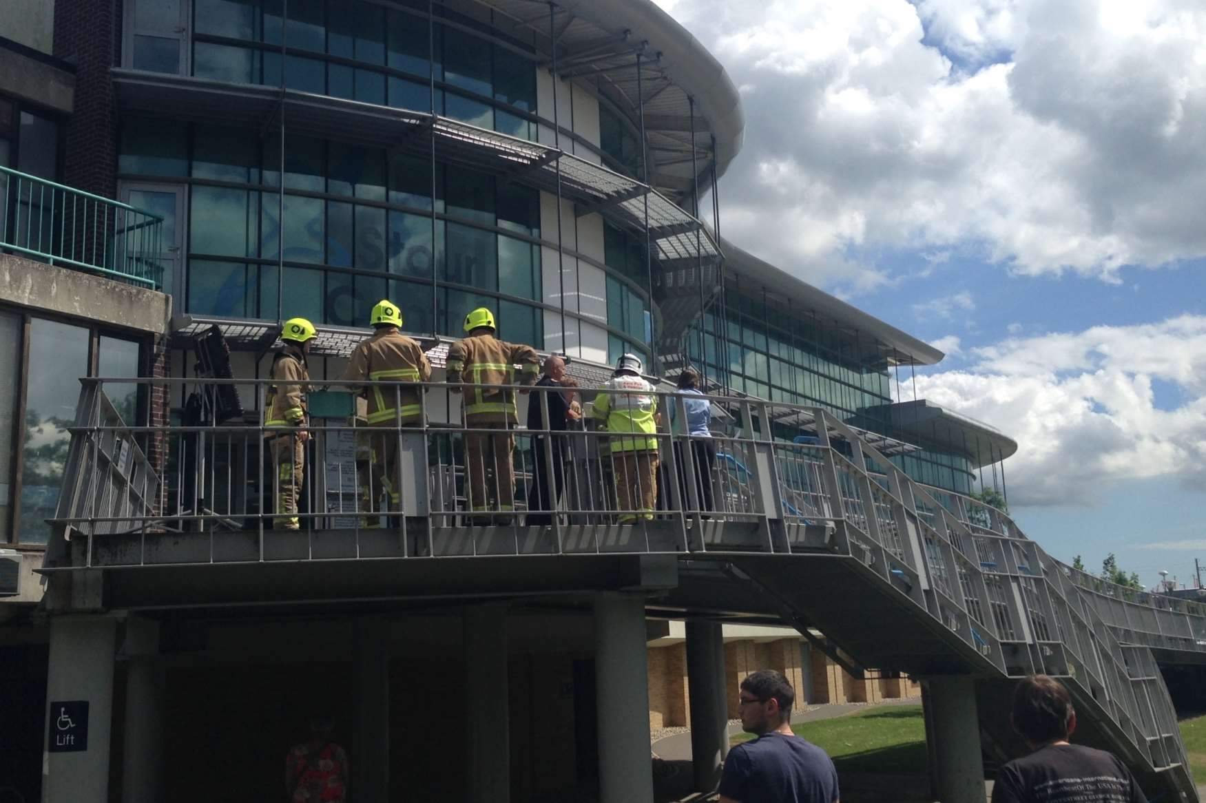 Firefighters outside the Stour Centre in Ashford