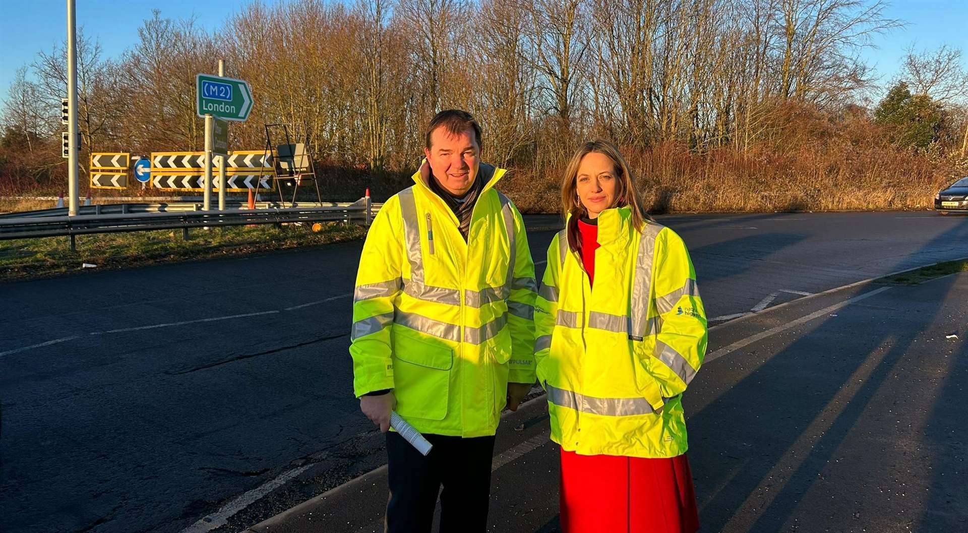Helen Whately at a recent meeting with the roads minister Guy Opperman, to discuss the works at Brenley Corner