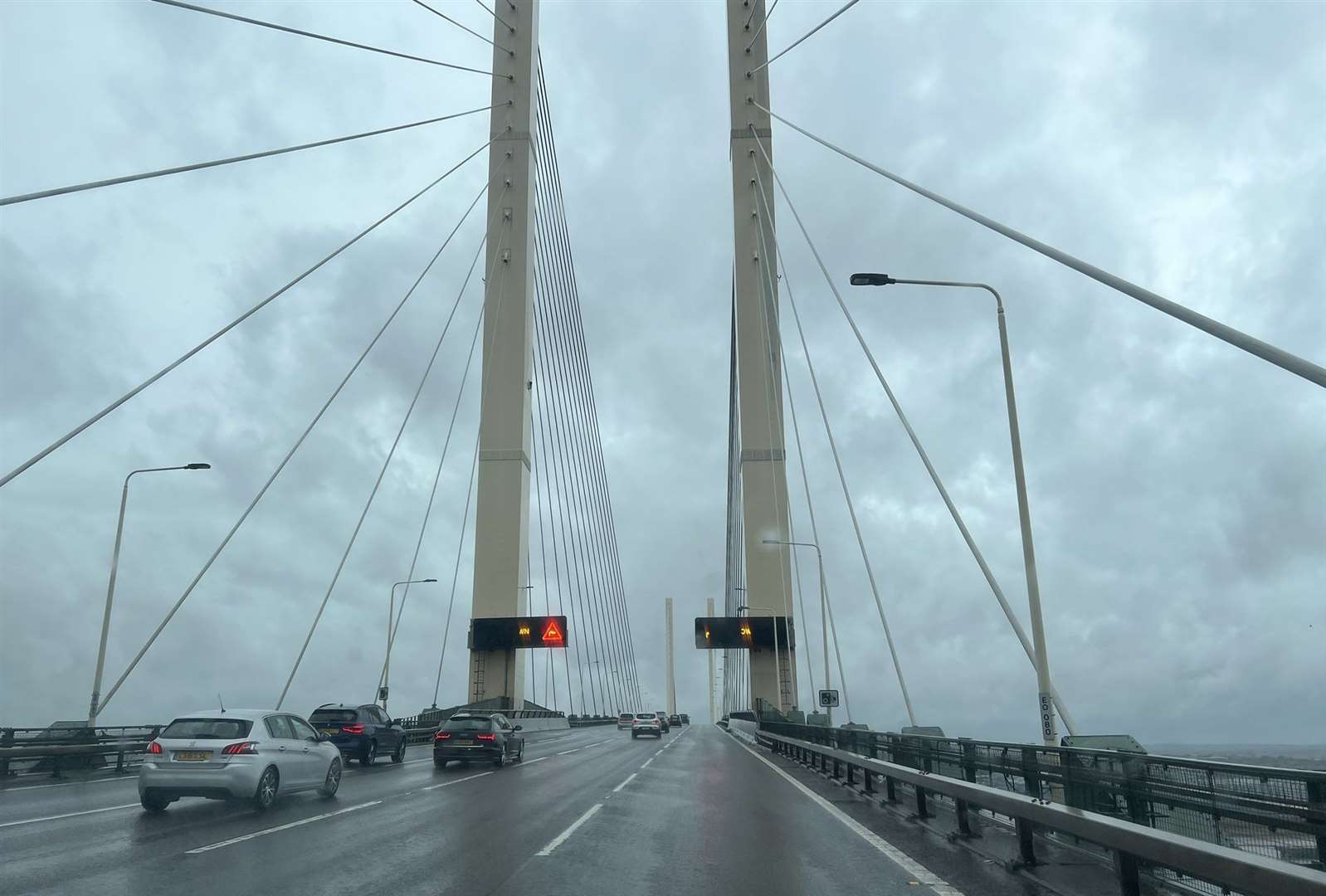 Two lanes have been closed on the QEII Bridge due to strong winds