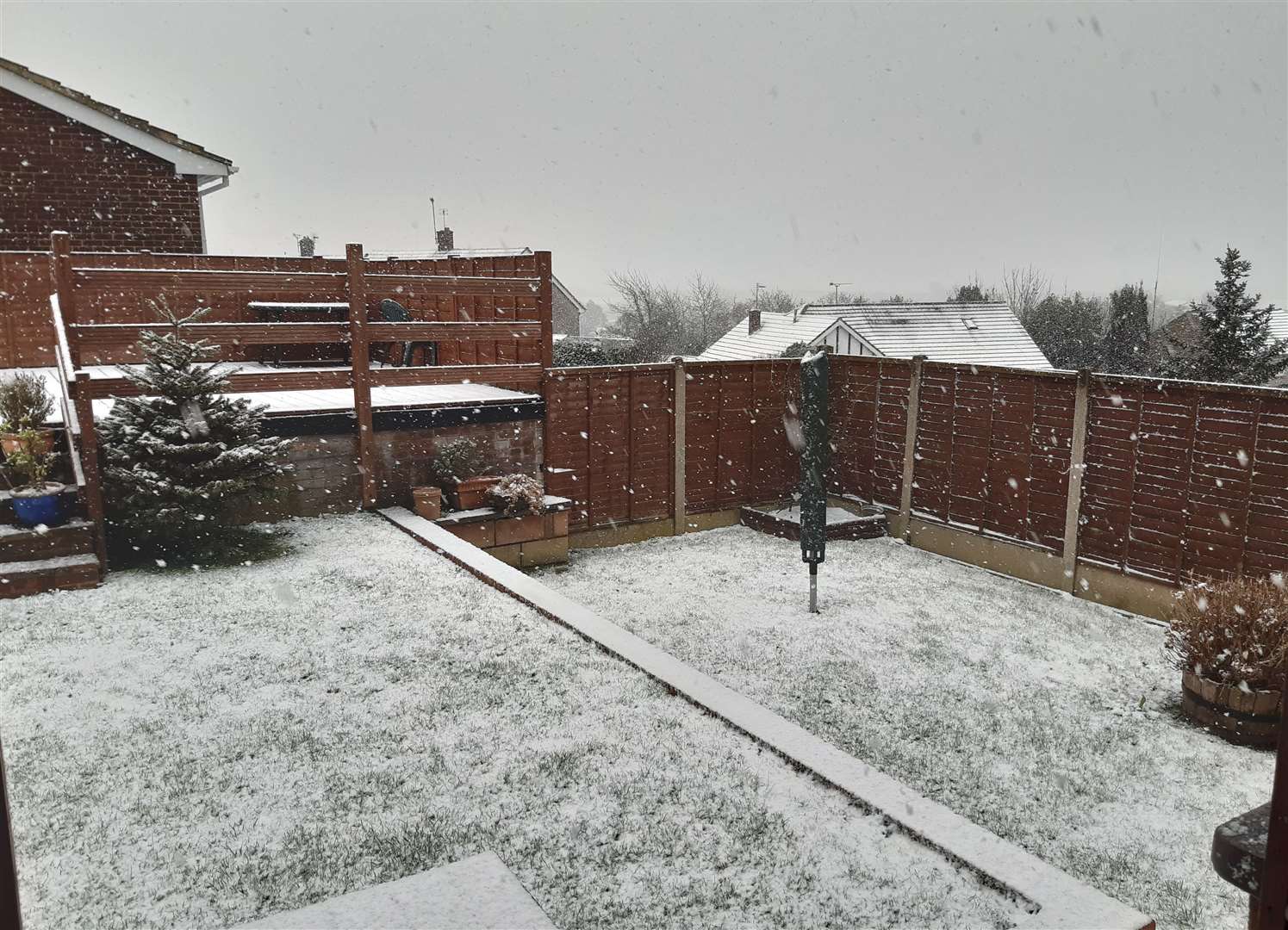 Snow falling in Cuxton, Medway