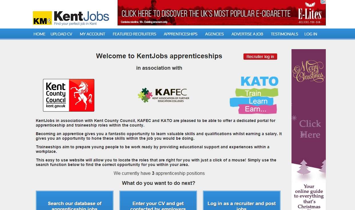 Search for apprenticeship jobs on KentJobs.co.uk/apprenticeships