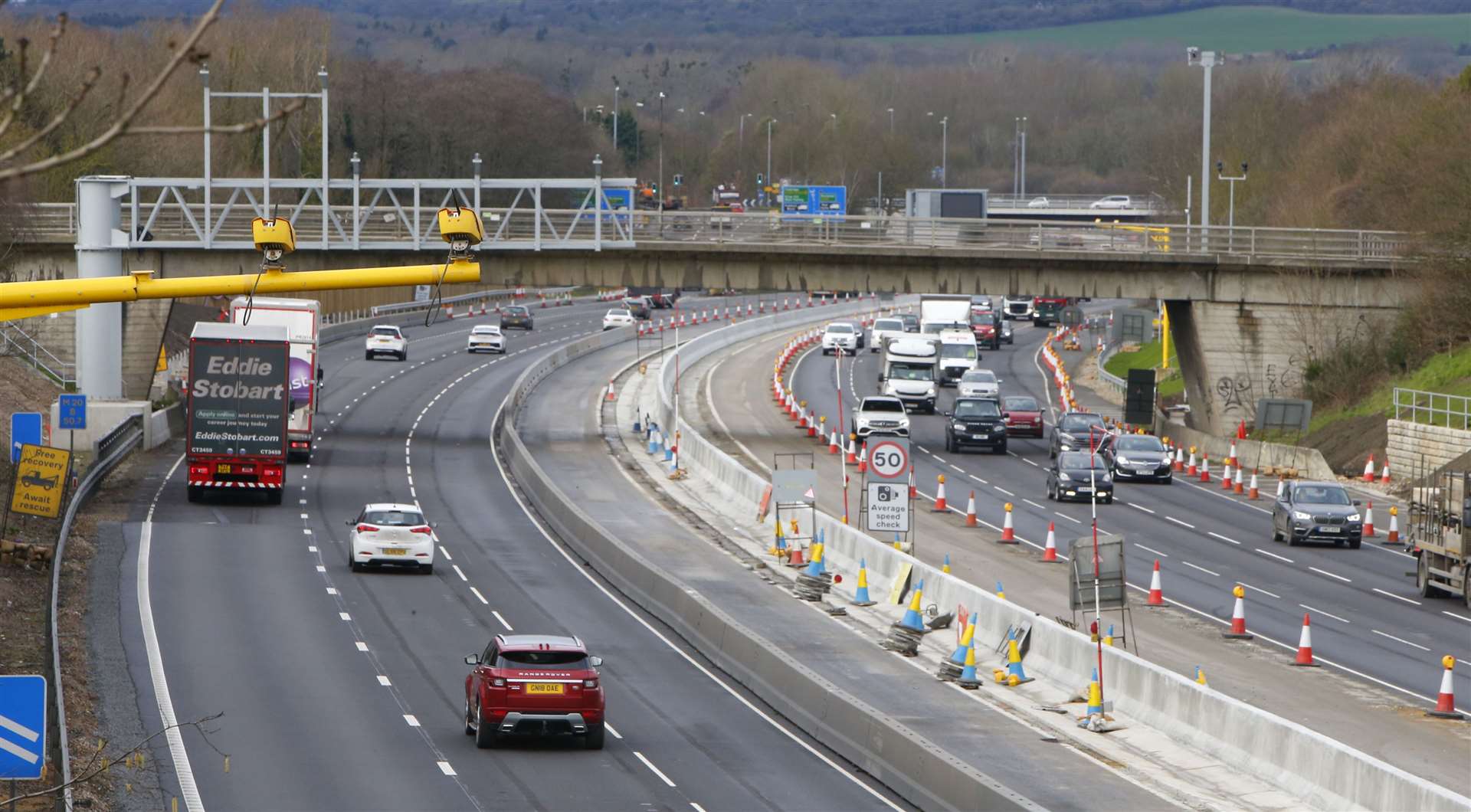 The Smart Motorway on the M20 between Junction 5 and 4 when works were ongoing. Picture: Andy Jones