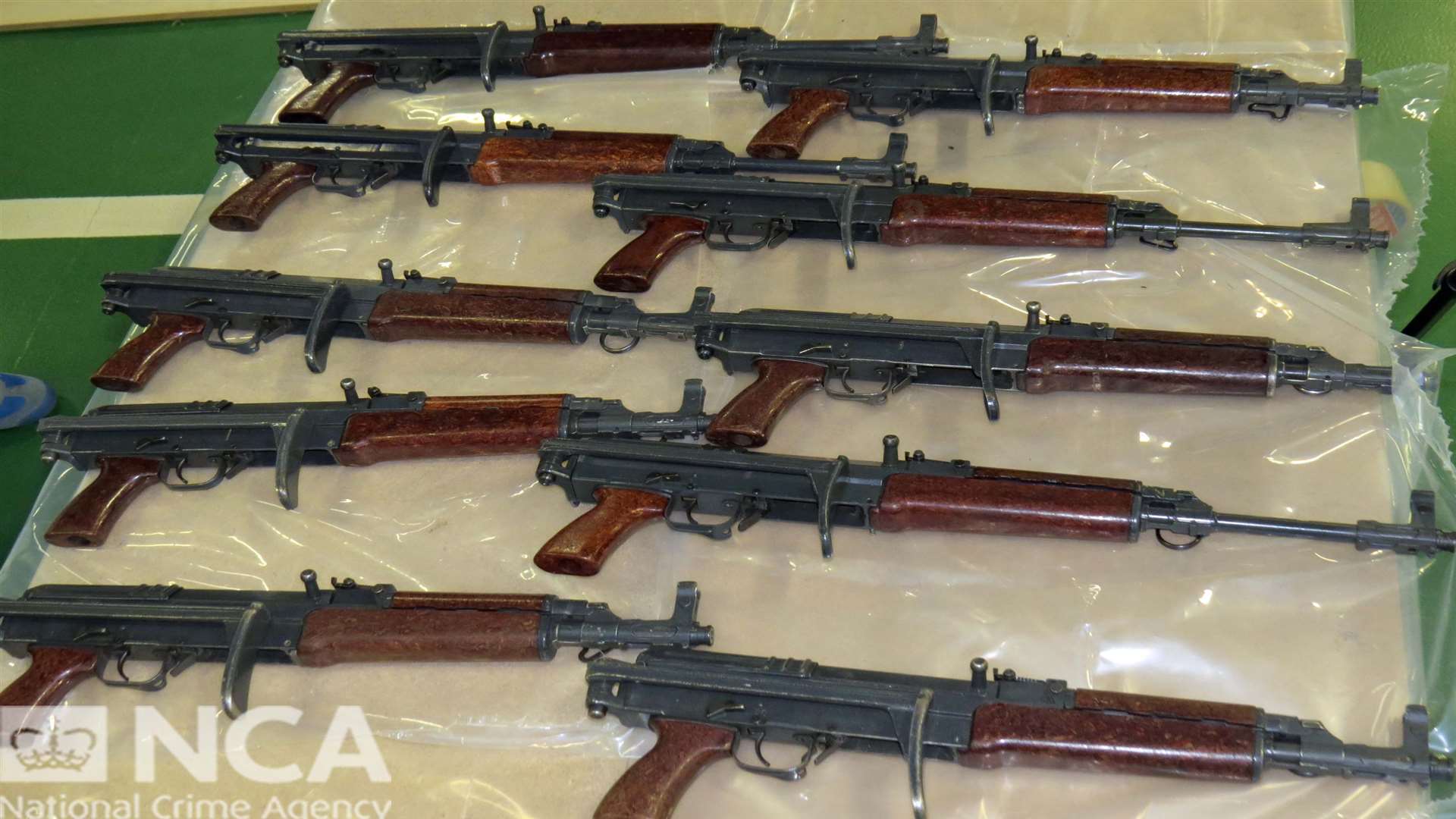 The assault rifles seized at Trenchman's Wharf near Cuxton Marina. Picture: NCA