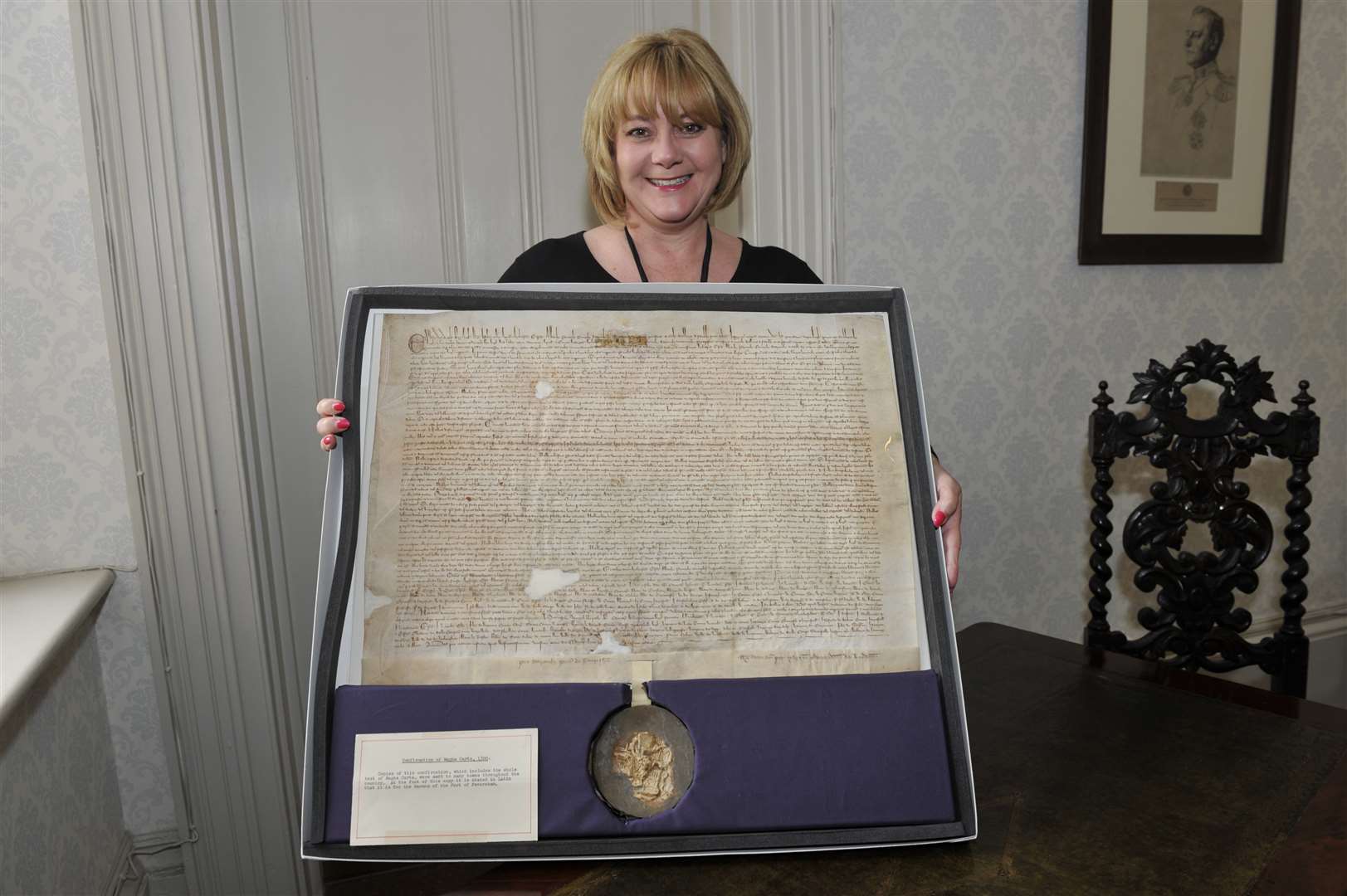 Visit Kent chief executive, Sandra Matthews-Marsh, MBE, with the Magna Carta Picture: Tony Flashman FM3808595