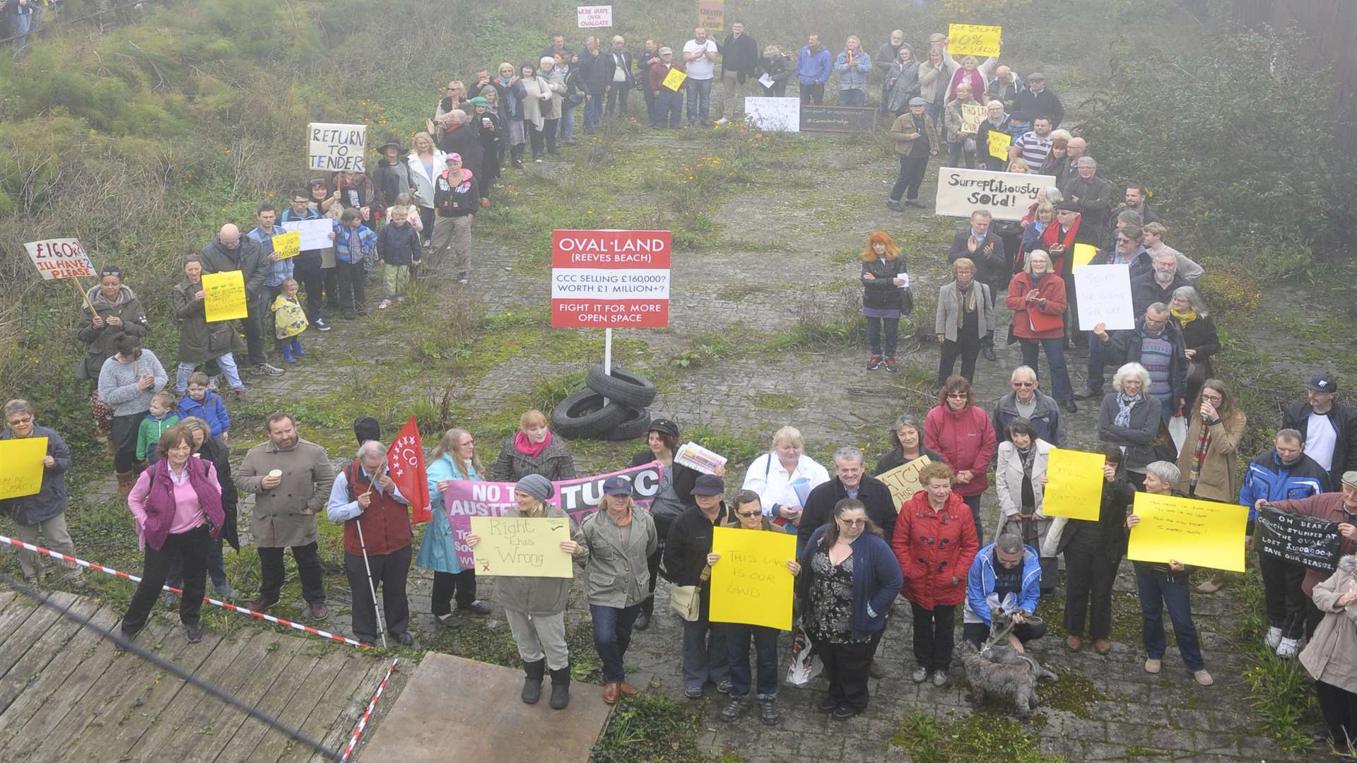 Protesters at the Oval Chalet site in Whitstable