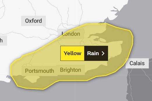The yellow rain weather warning has been extended. Picture: The Met Office