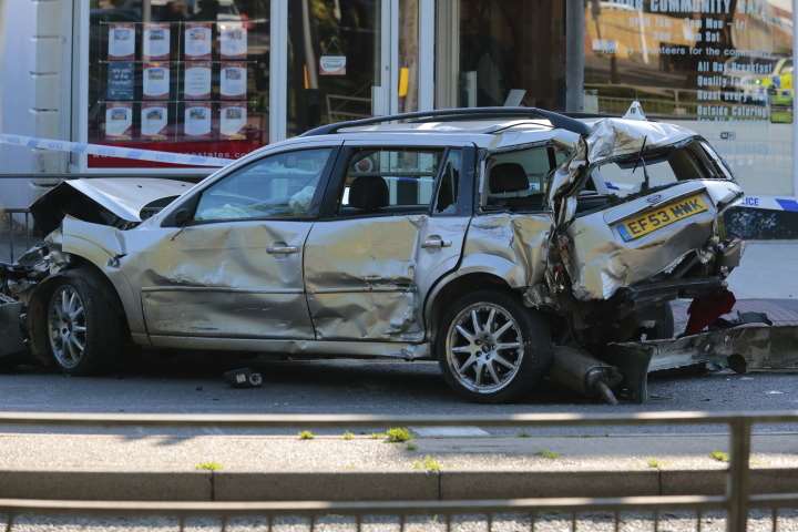 A car that was caught up in the collision
