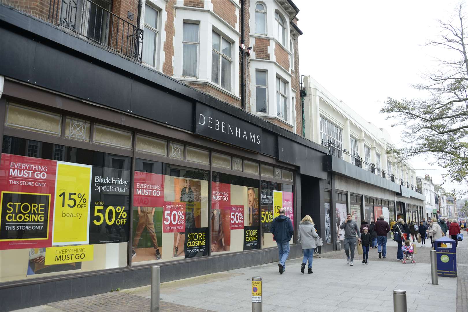 The closure of big brands like Debenhams may also keep potential shoppers away from town centres