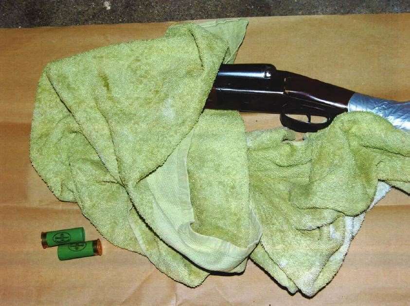 The weapon was found concealed inside a green cloth