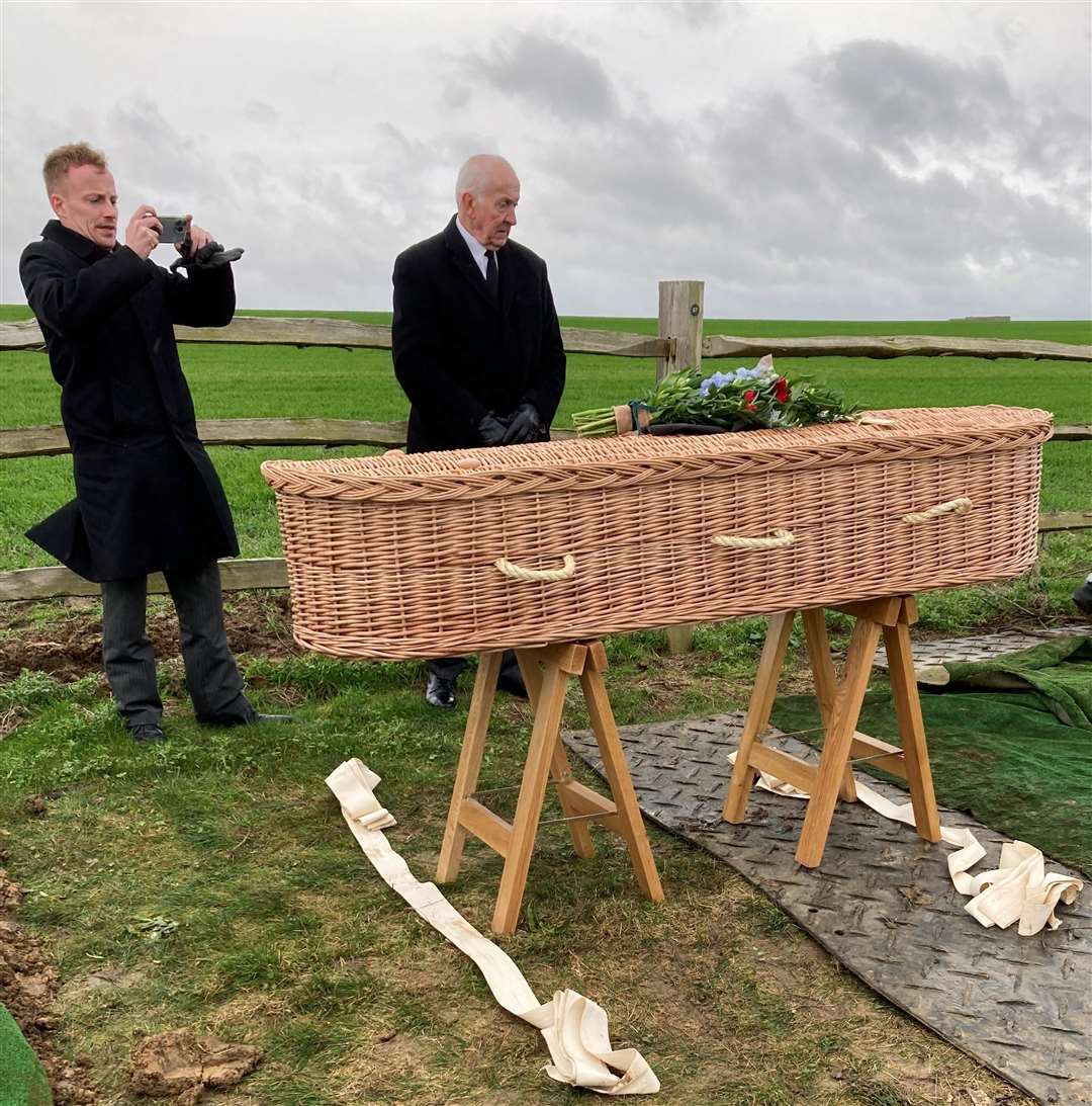 Adrian Crowther's coffin at the Sheppey Natural Burial Ground.Picture: Geraldine White