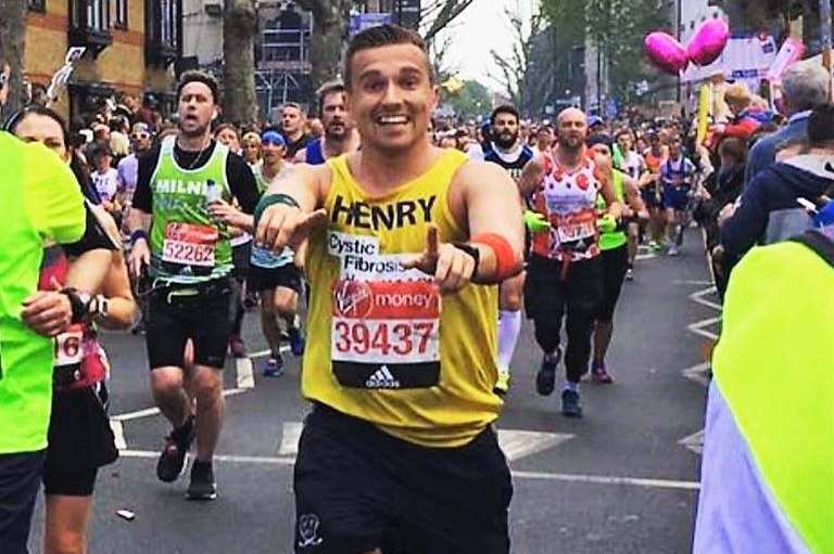 Henry running the 2017 London Marathon
