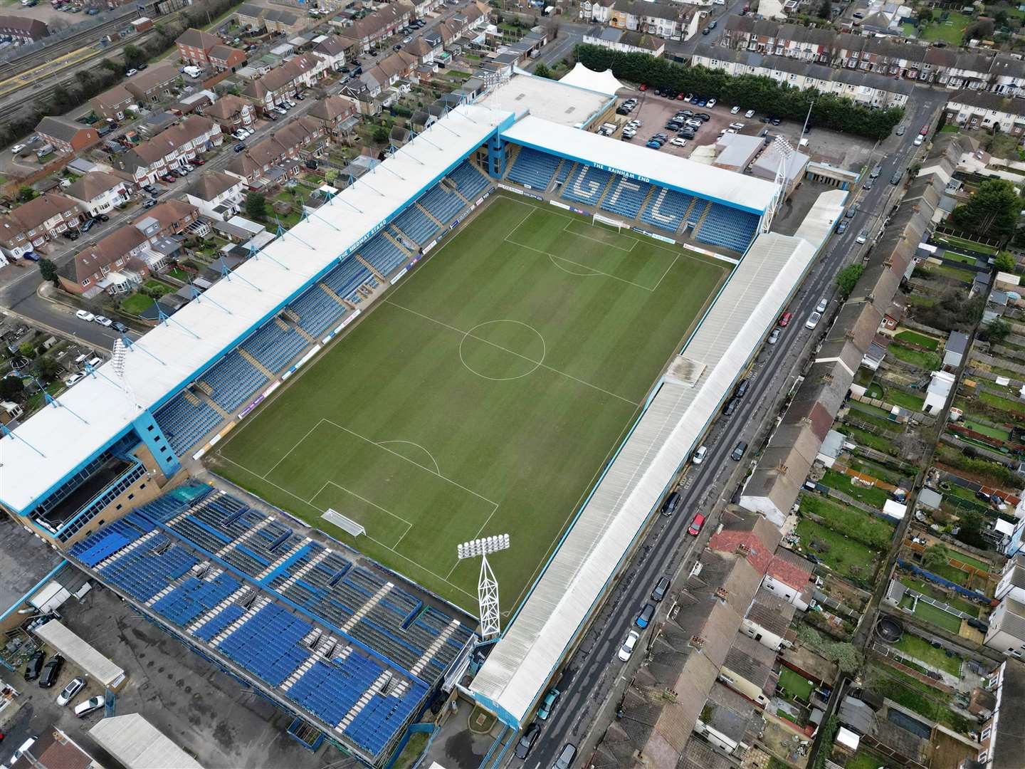 Priestfield Stadium viewed from the air Picture: Barry Goodwin