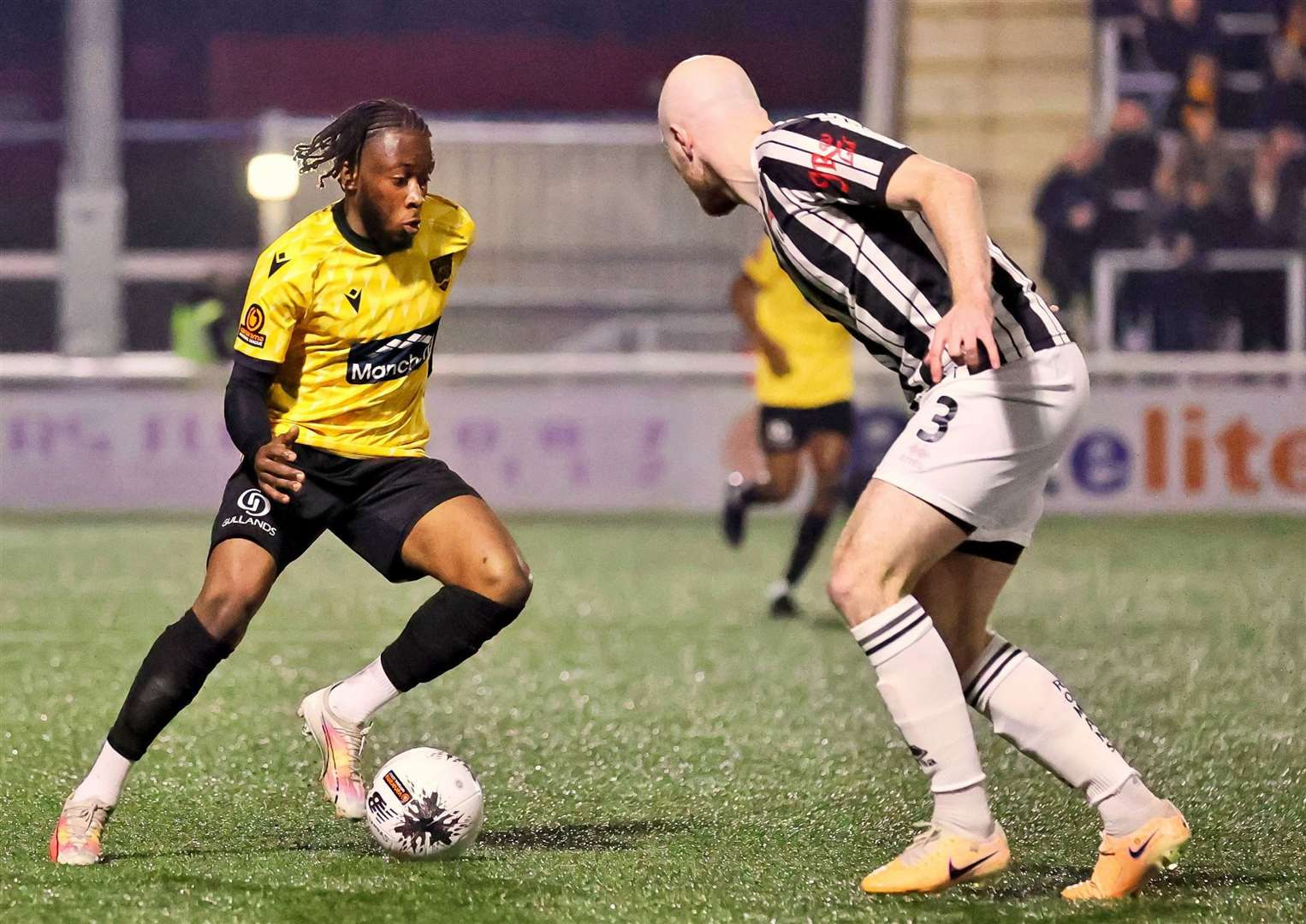 Maidstone forward Jephte Tanga runs at the Bath defence. Picture: Helen Cooper