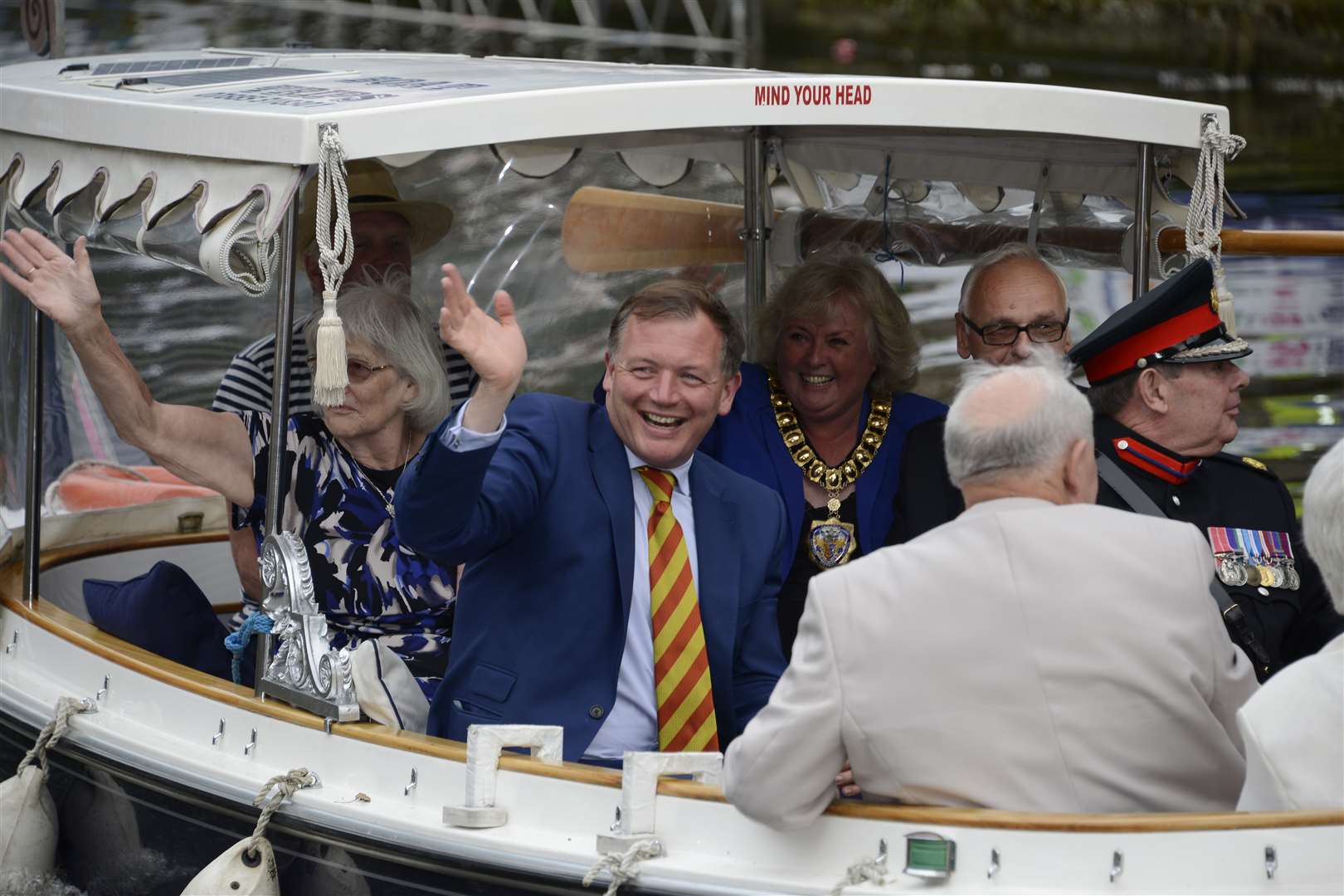 Damian Collins MP arrives by boat