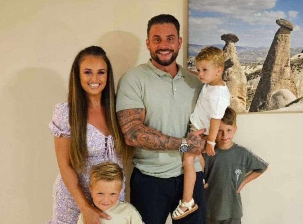 Rick Smith with his fiance Katrina Binfield and their three children Louie, Karson and Arlo. Picture: Katrina Binfield