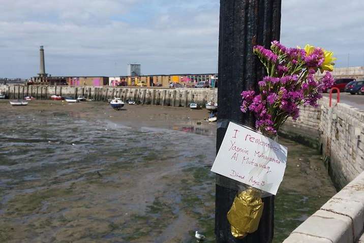 A bouquet left by the Turner gallery in Margate