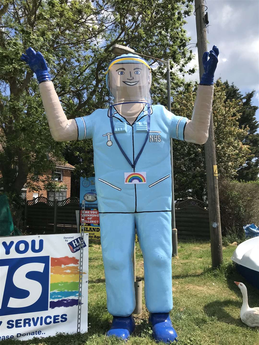 The Big Man has been painted to look like an NHS worker during the coronavirus crisis