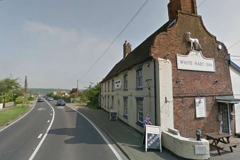 The two men died when a car crashed into the White Hart Inn in Blythburgh in Suffolk. Picture: Google Street View