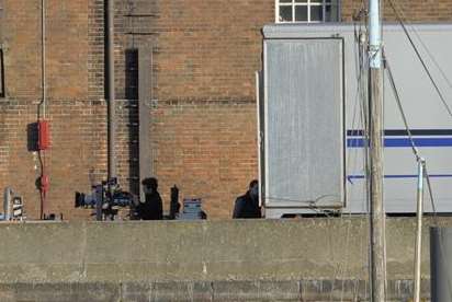 Setting up a camera at Chatham Historic Dockyard for The Man from U.N.C.L.E. Picture: Andy Payton