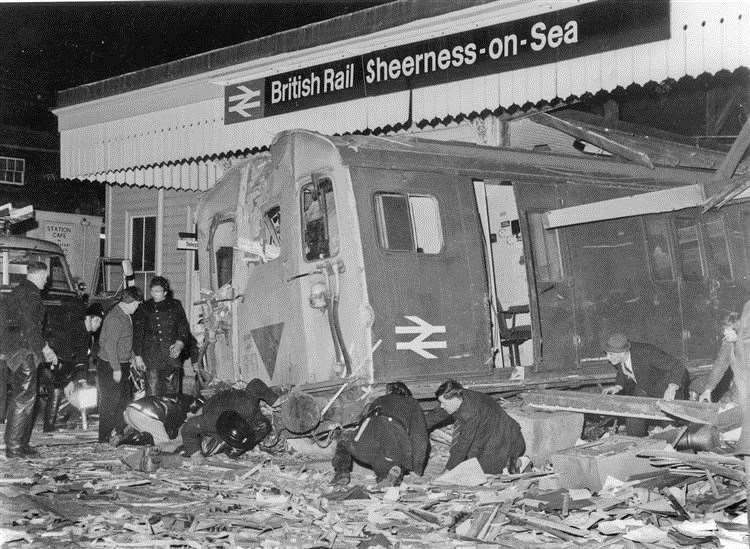 Sheerness train crash in 1971, taken by John Gamble