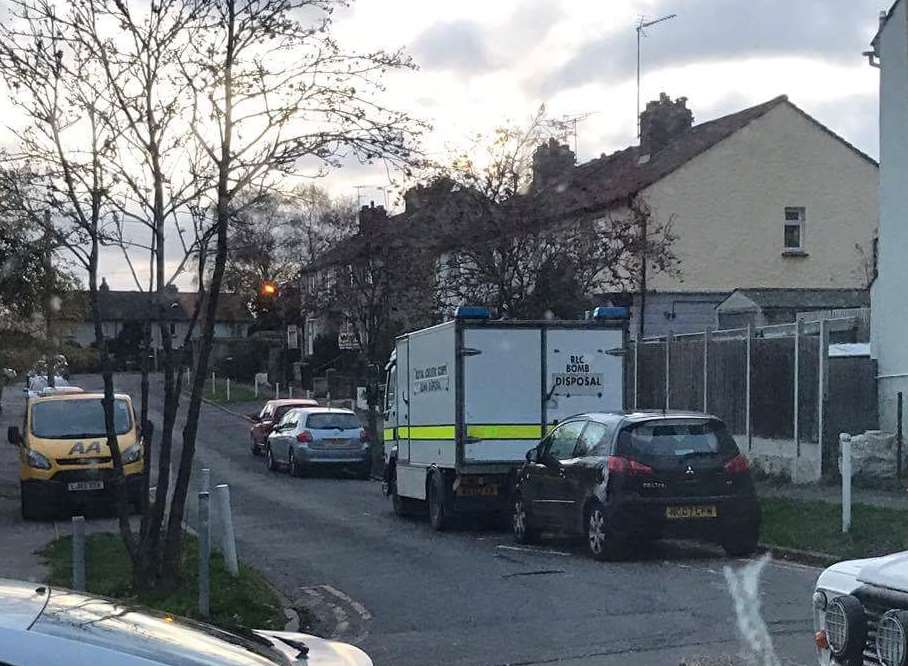 A bomb disposal van was spotted in Pope Street, Maidstone this afternoon. Picture: Wade Grant