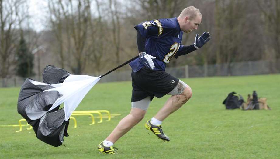 Sprint training with resistance from a chute is a good way of building speed.