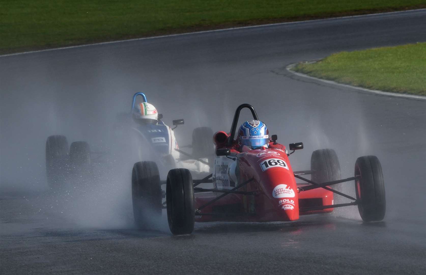 Dane Jan Magnussen, the 1992 Festival winner and former Grand Prix driver, finished 11th in the Festival final. He's seen here in the very wet first semi-final aboard his Low Dempsey Racing-run Ray. Picture: Simon Hildrew