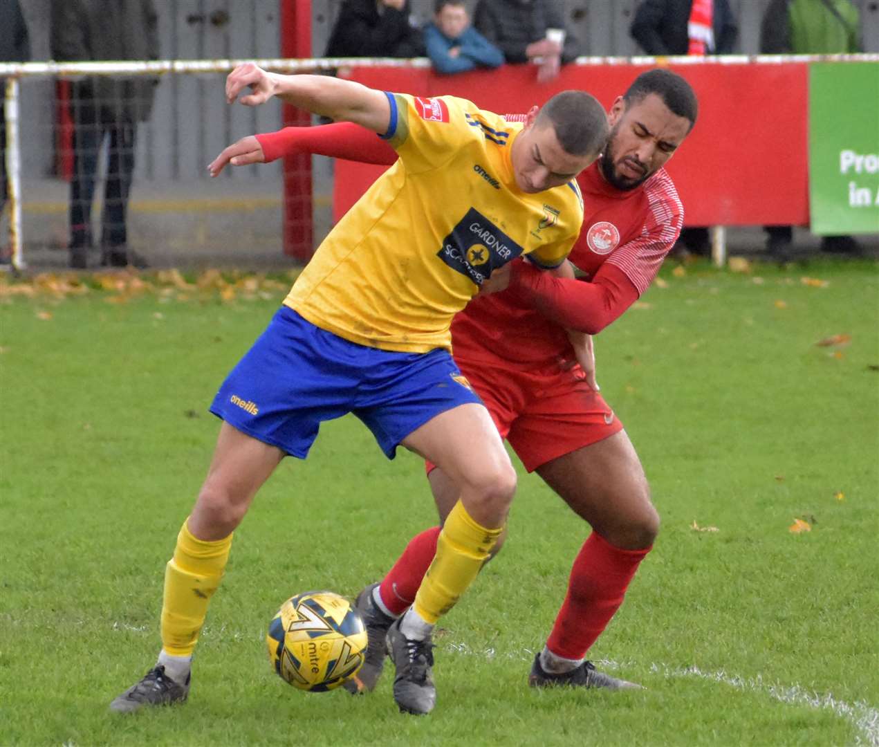 Hythe striker Johan Caney-Bryan in action against Lancing. Picture: Randolph File