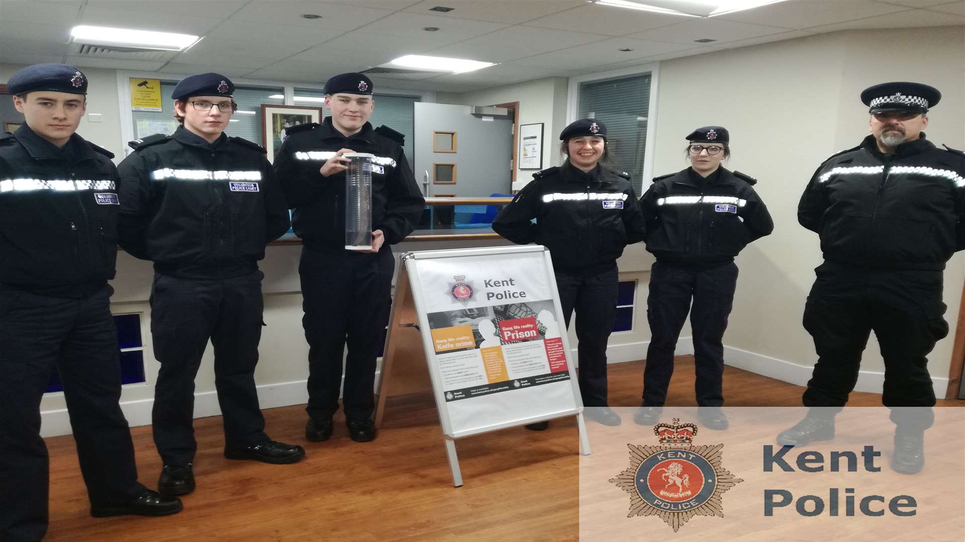 Chief Inspector Andrew Somerville (far right) with some of the cadets. Credit: Kent Police