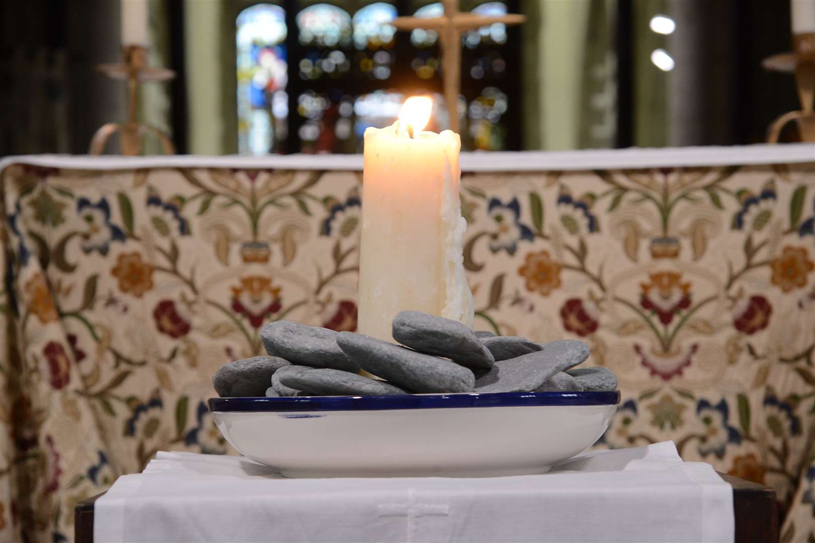A candle for a previous Holocaust Memorial Day, St Mary's Church, Ashford