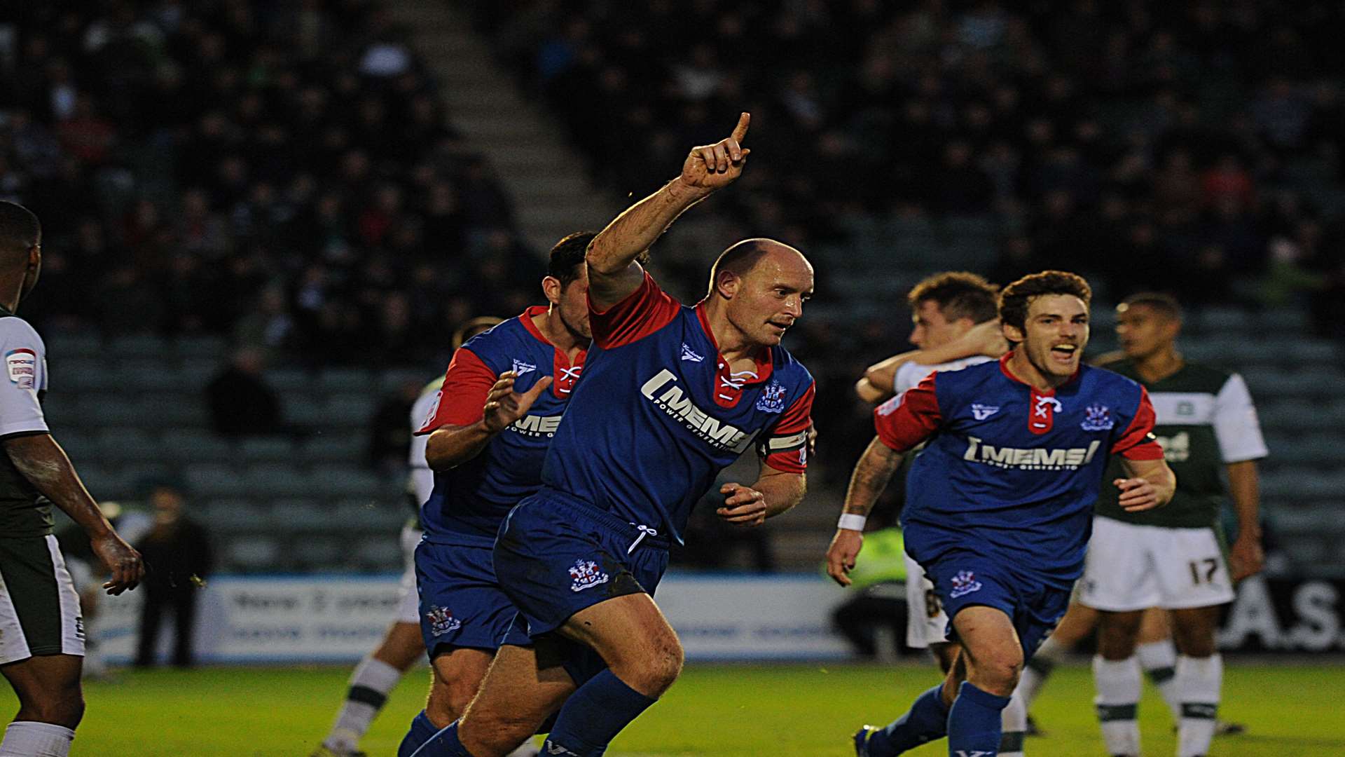 Adam Barrett celebrates scoring against Plymouth in 2012 Picture: Barry Goodwin