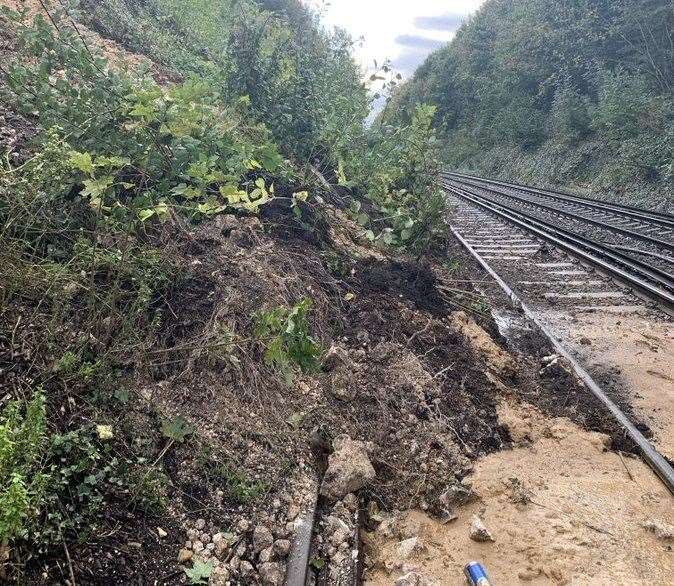 A landslip on the line near Greenhithe Picture: Southeastern