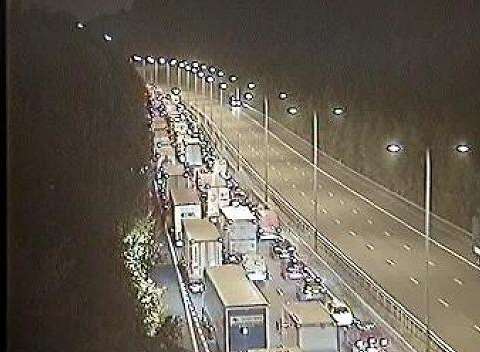 The scene on the M20. Picture: Highway England