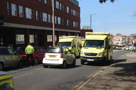 Emergency services at the scene of the accident. Picture: Julia Collins.