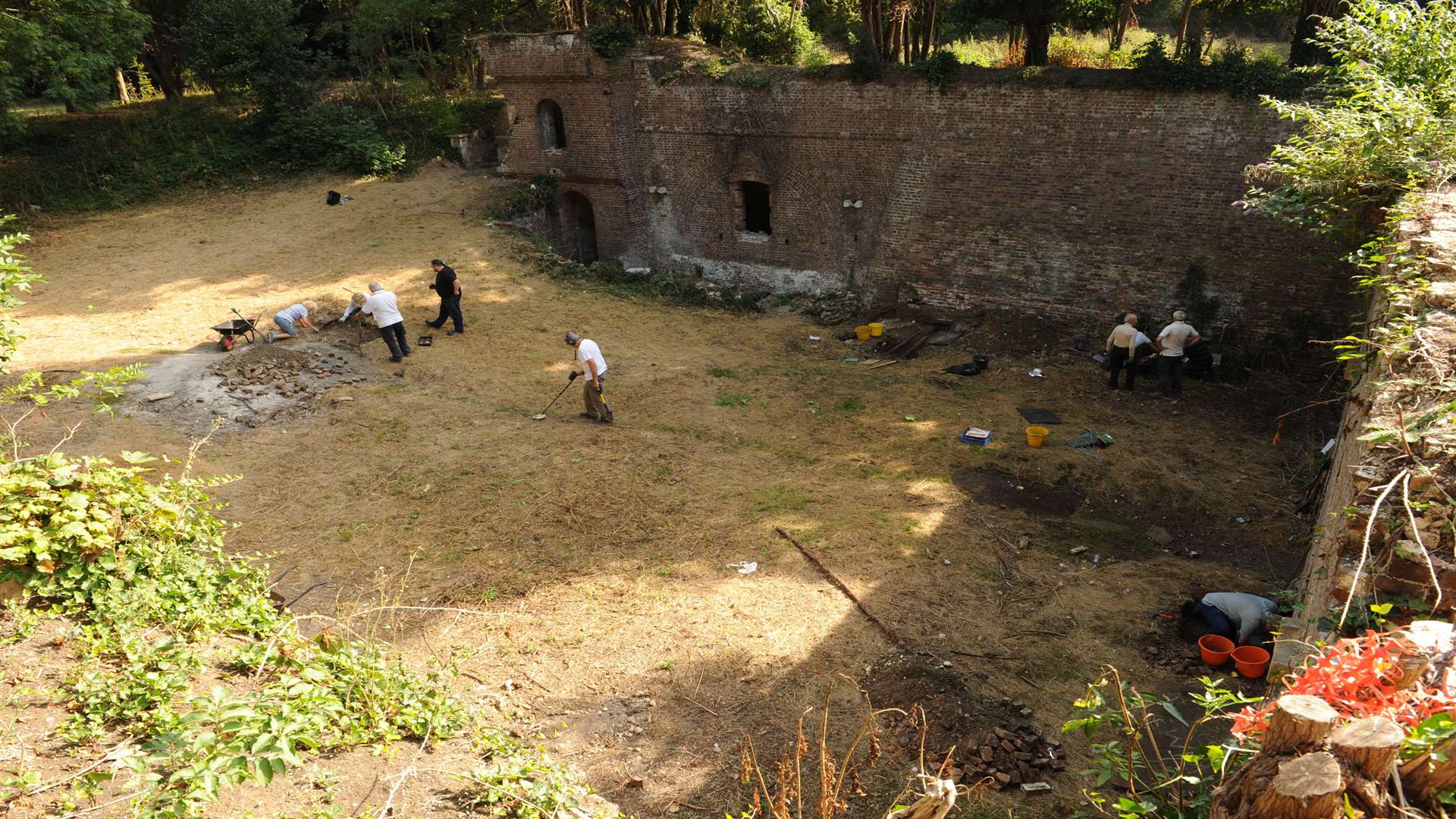 An archaeological dig in The Sunken Courtyard