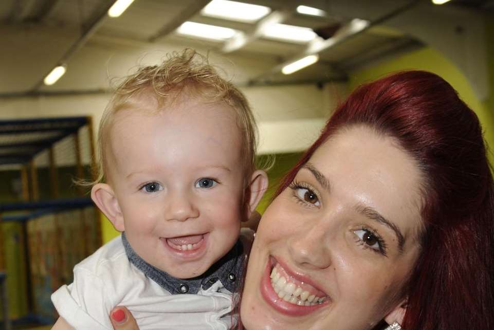 Winner Noah Cunningham, aged one, with mum Hannah Yeoman