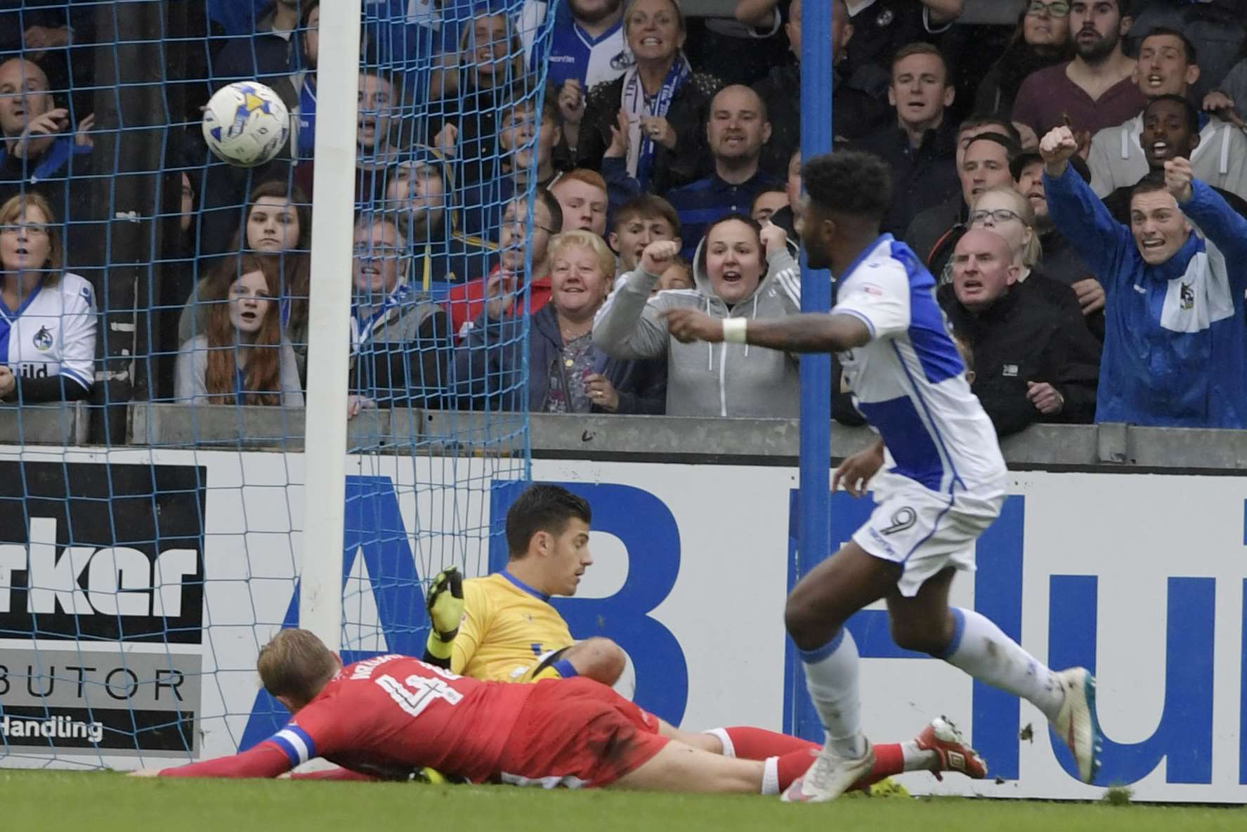 In the space of seven minutes three points disappear for Gills as Ellis Harrison nets the winner for Rovers Picture: Barry Goodwin