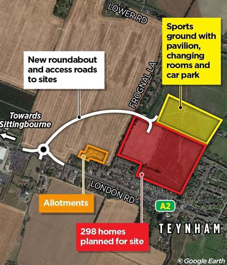 The new roundabout on London Road, Teynham will connect the access road from the Frognal Lane development to the A2