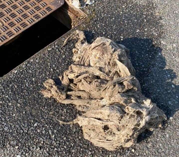 Wipes pulled from a drain in Wincheap, Canterbury. Picture: Naomi MacIver